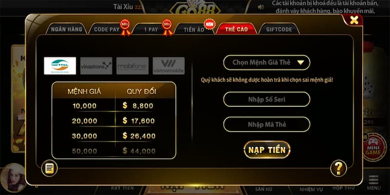 Các phương thức nạp tiền GO88 hiệu quả