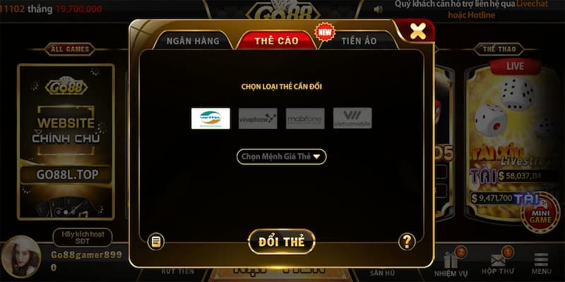 Các phương thức rút tiền GO88 phổ biến hiện nay
